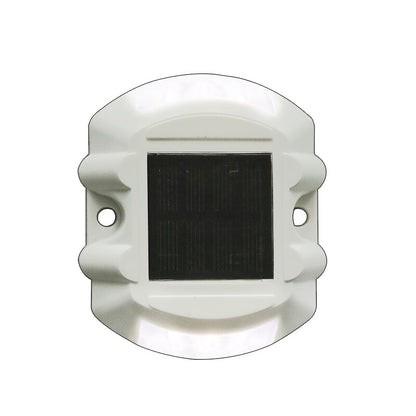 Steady Mode white color Plastic Green LED Solar Powered Road Stud  Reflective Ground Light Path Deck Dock Warning Light