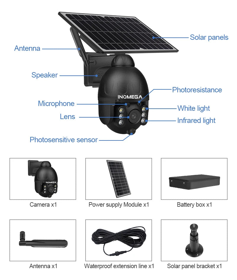 INQMEGA Outdoor Solar Camera, Solar-powered outdoor camera with advanced features for reliable and secure surveillance.