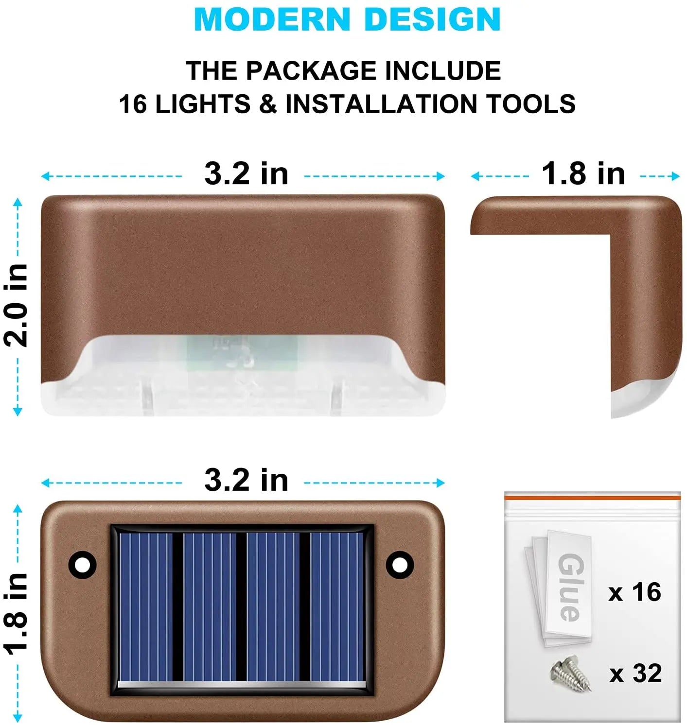 Solar Deck Lights, 1.2V, Ni-MH, Water-resistant, LED Bulbs