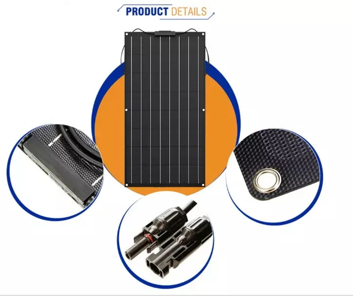 High quality 300W etfe Flexible Solar Panel, Male and female connector suitable for connecting controllers.