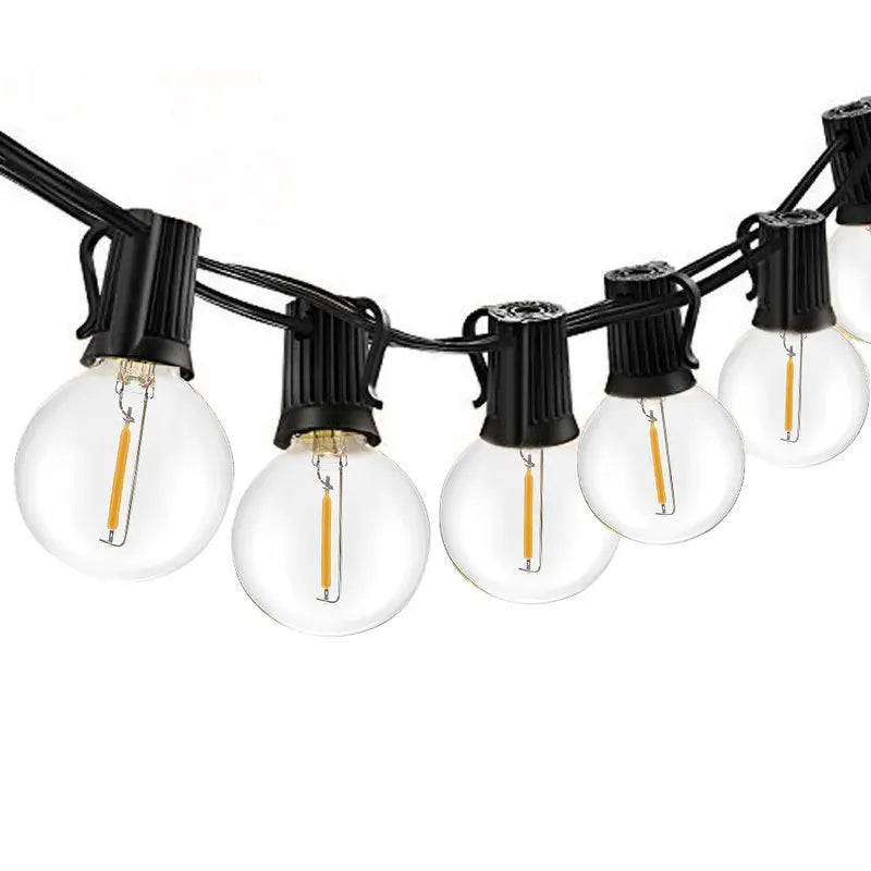 LED G40 Solar Garland LED Filament String Light, String lights with bulbs and spare bulbs for a retro ambiance.