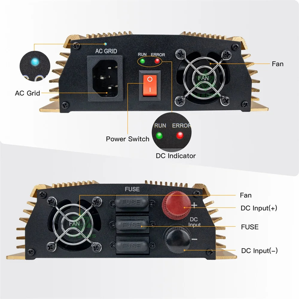 1000W 1300W 1400W MPPT Home On Grid Tie Inverter, Renewable energy converter: solar/wind power to grid, powering homes and businesses.
