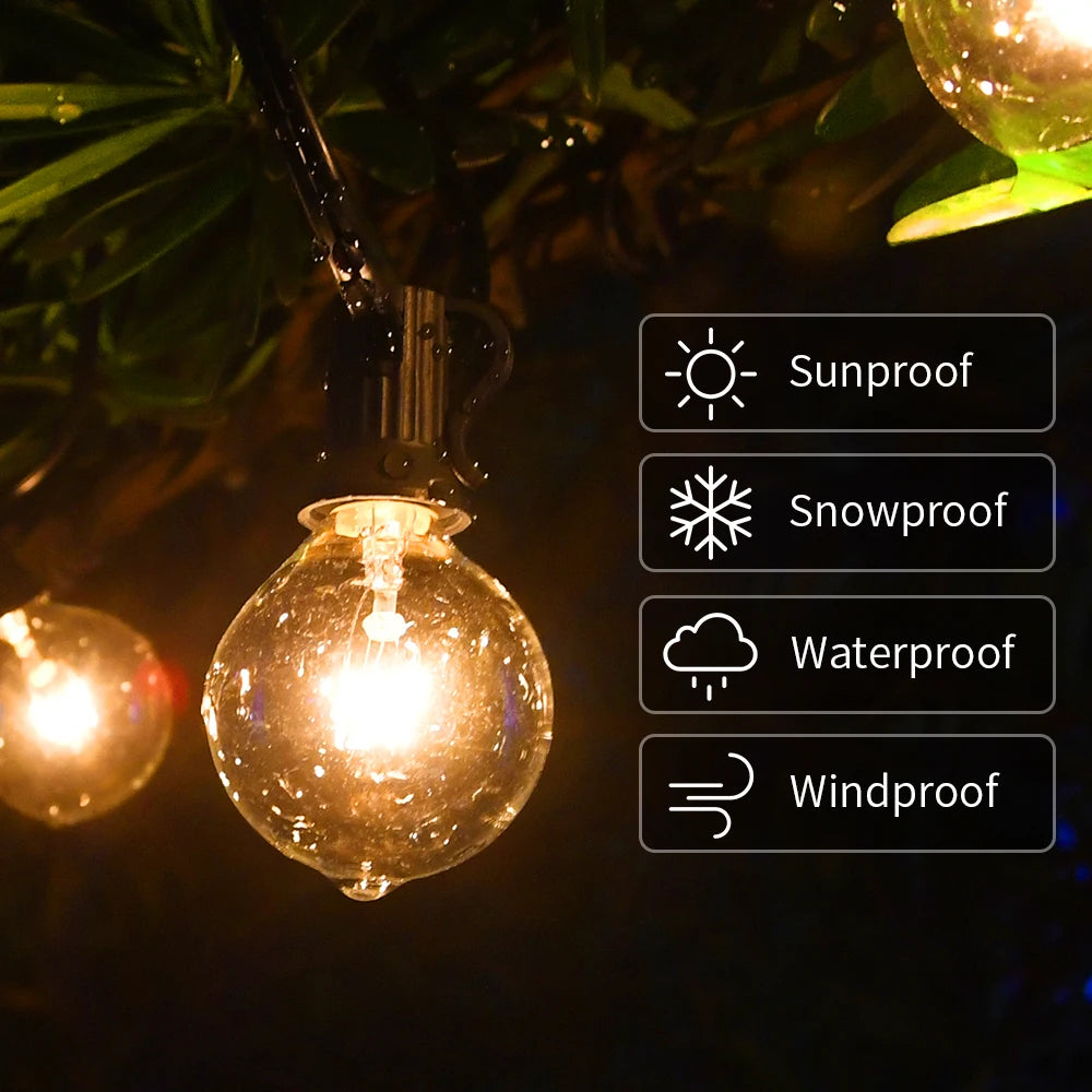 50FT 30FT 25FT Patio string light, Water-resistant and durable for outdoor use in all weather conditions.