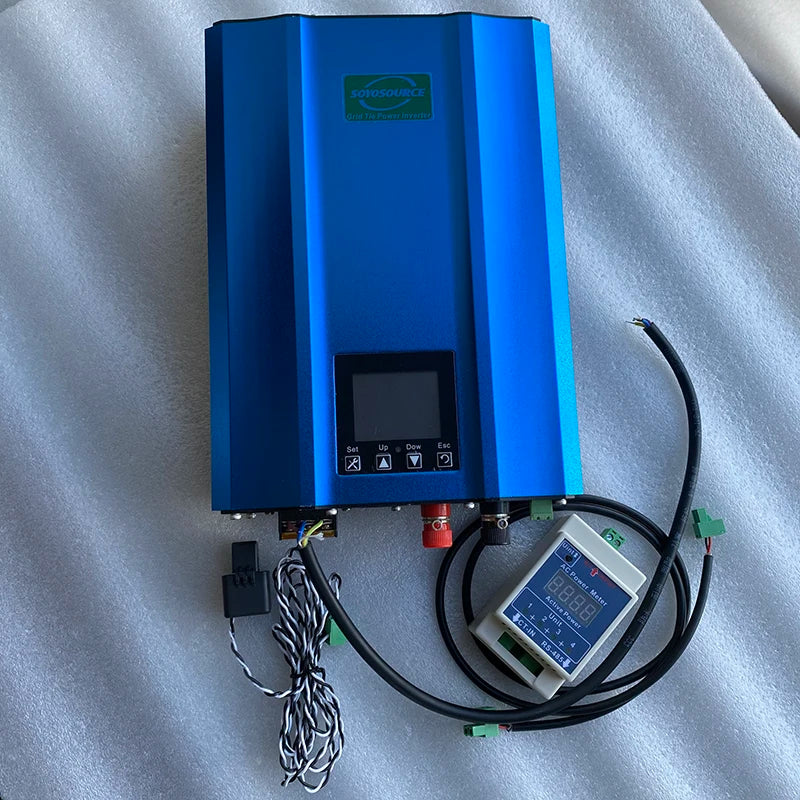 MPPT Solar Grid Tie Inverter, Solar grid tie inverter with WiFi, 1000W output, and safety features for home energy management.