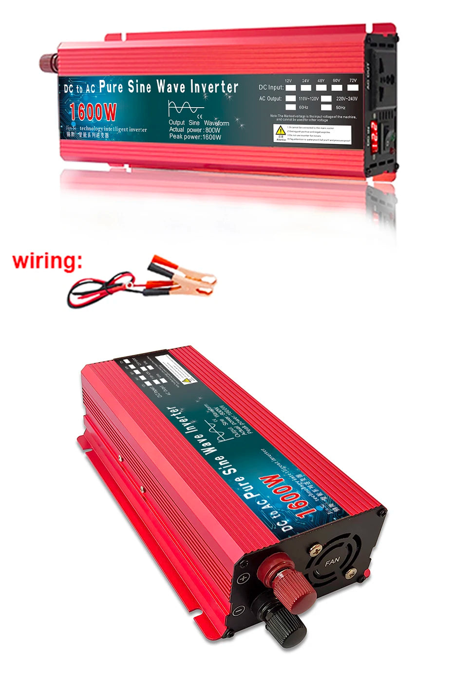 Pure Sine Wave Inverter, Inverter converts DC to AC pure sine wave with multi-output and features intelligent tech for efficient solar power conversion.
