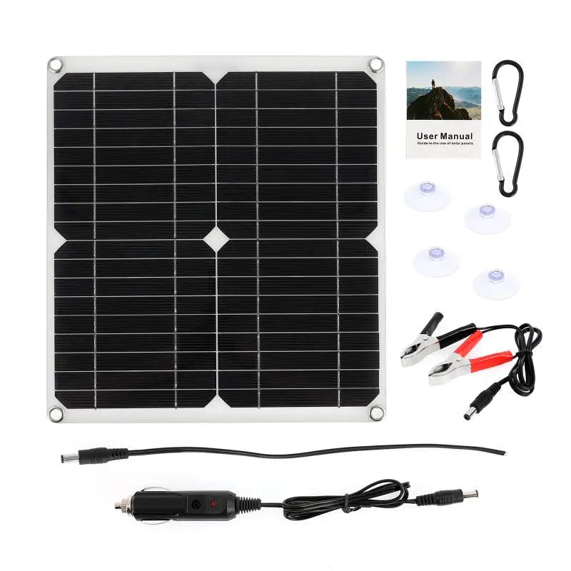 18V 100W Solar Panel, Connect solar panel to battery's terminals, controller detects voltage.