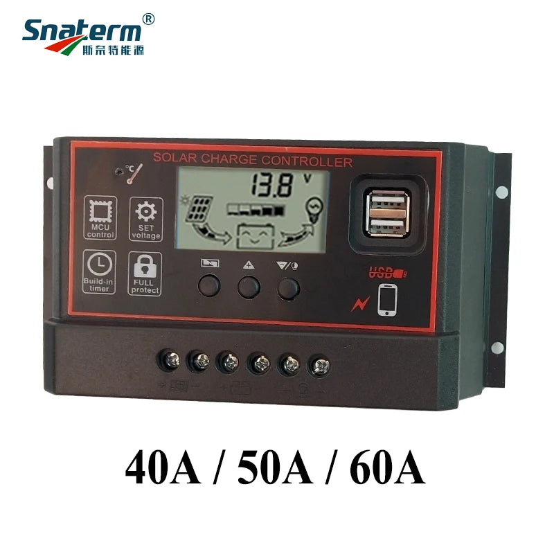 Adjustable solar charge controller with timer, no extra hardware needed.