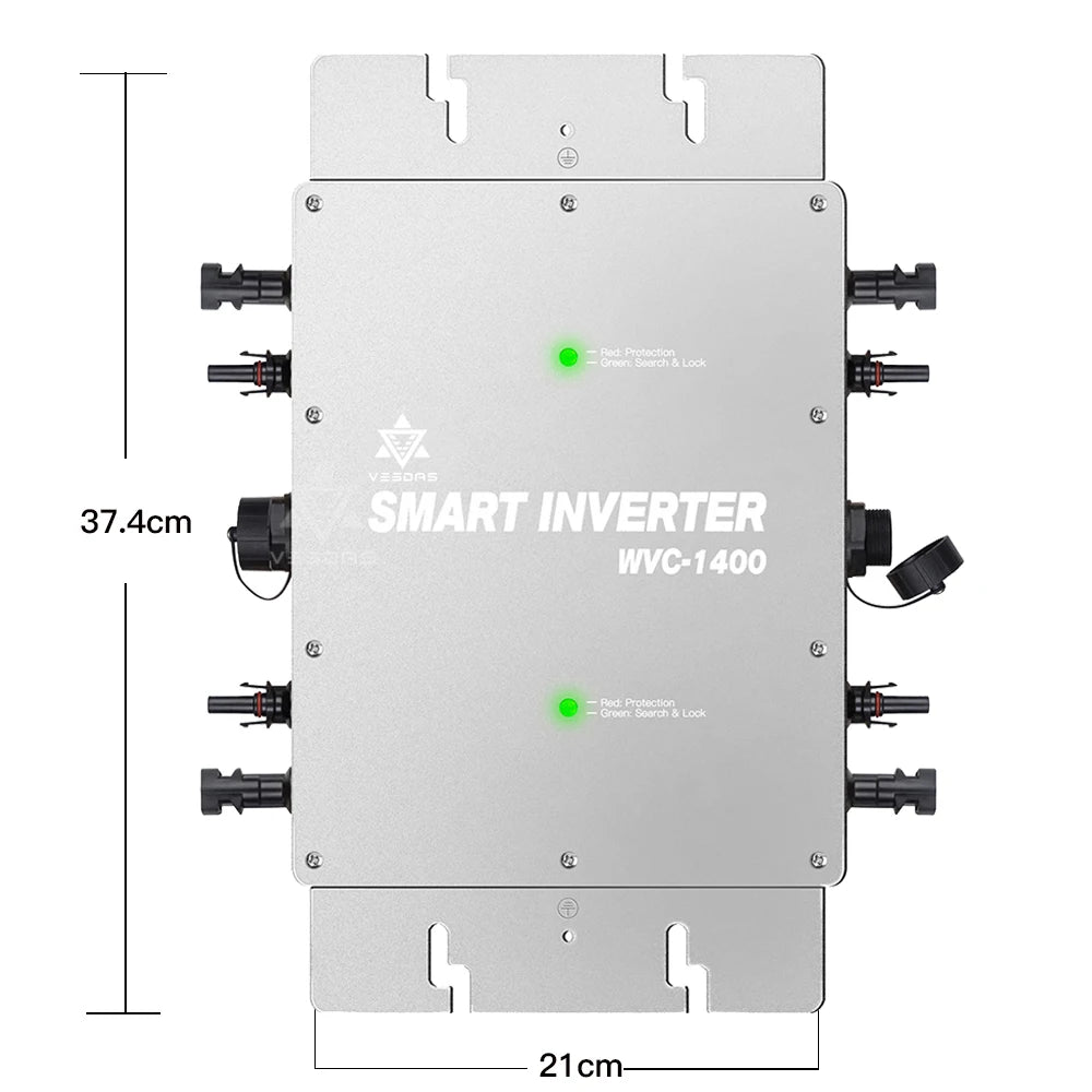MPPT 1400W Solar Micro Inverter, High-efficiency MPPT inverter with pure sine wave conversion and EU plug compatibility.