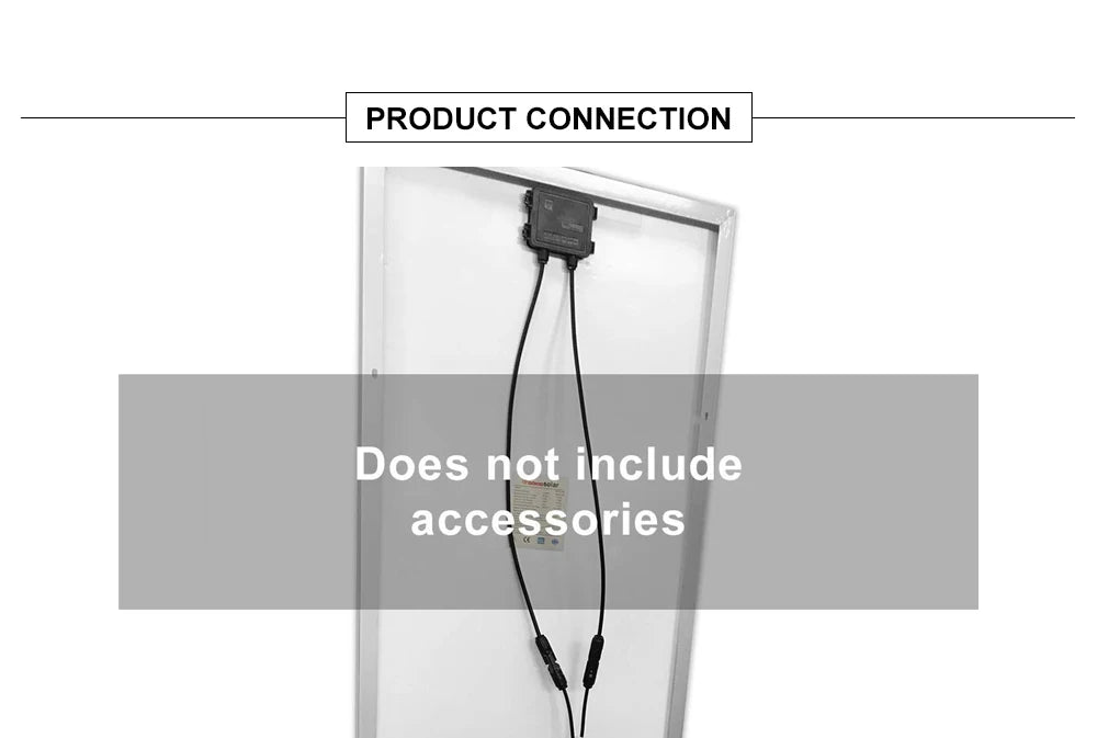 Dokio 18V 100W Rigid Solar Panel, Product connection only. Accessories not included.