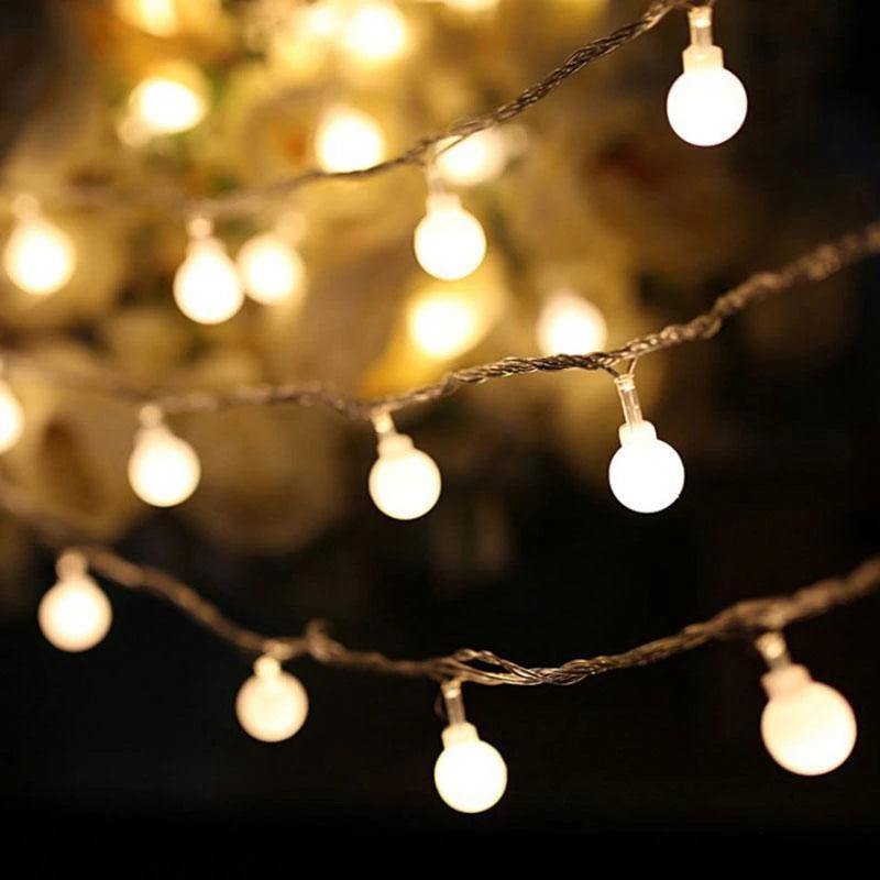 10M Ball LED String Light, Elegant luxury string lights with warm ambiance, available in various colors and lengths.