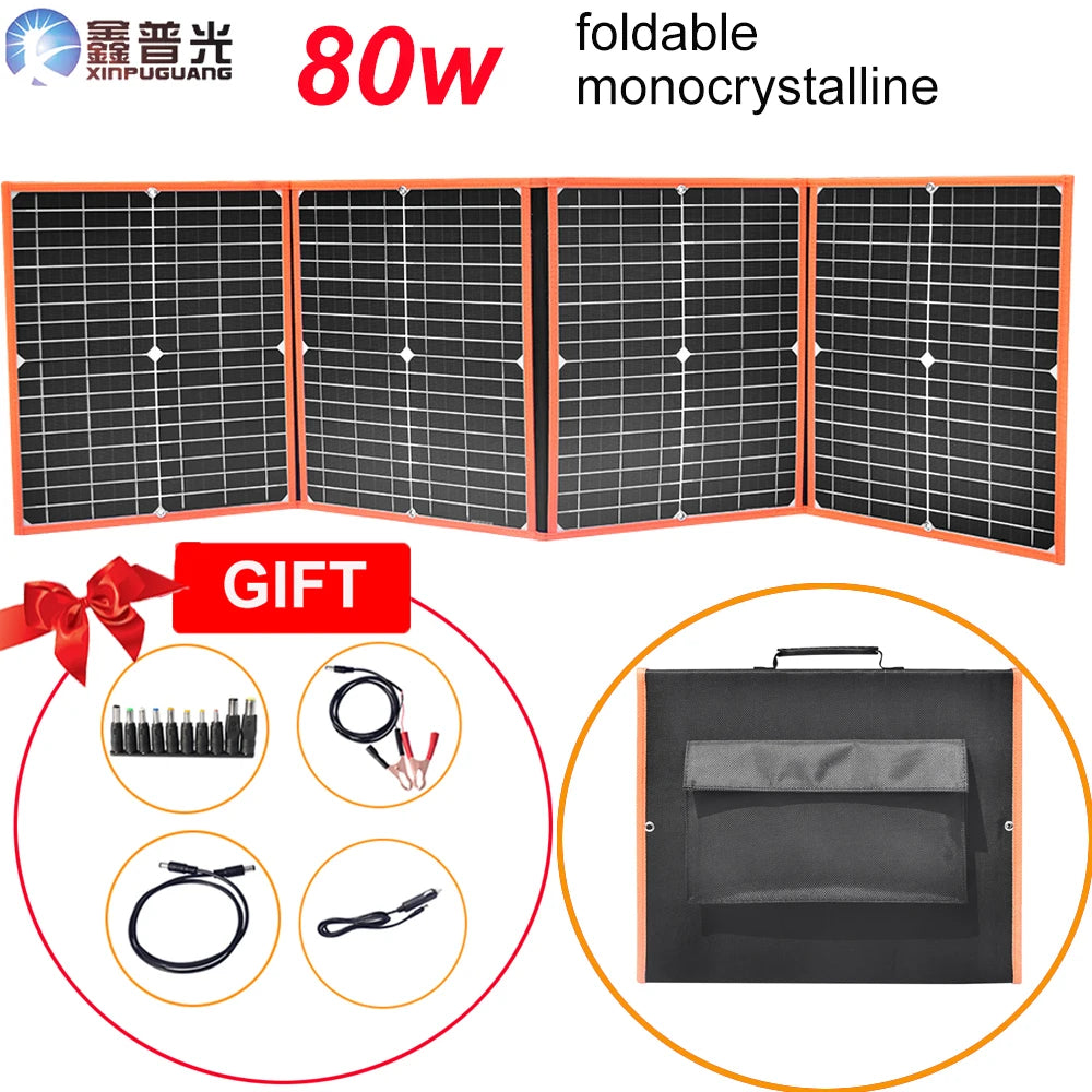 100W 80W 60W 40W Foldable Solar Panel, Foldable Solar Panel Kit - Monocrystalline Silicon (80W)