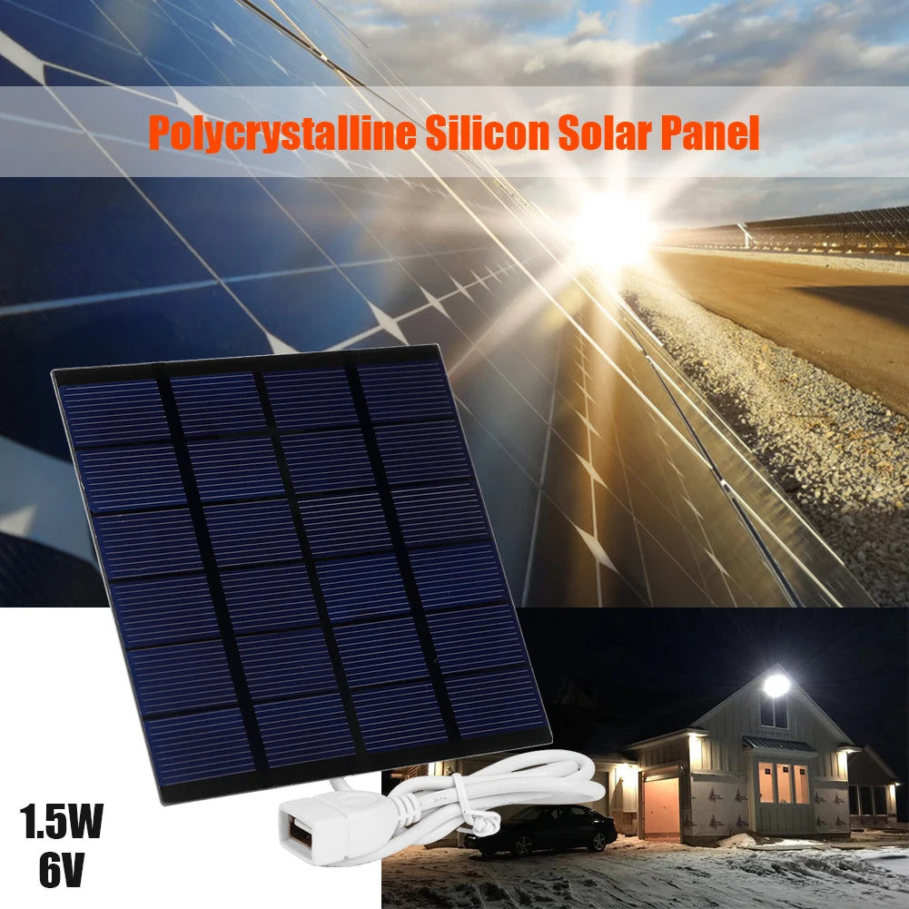 USB Solar Panel, Polycrystalline silicon solar panel with 1.5 watts and 6 volts output.