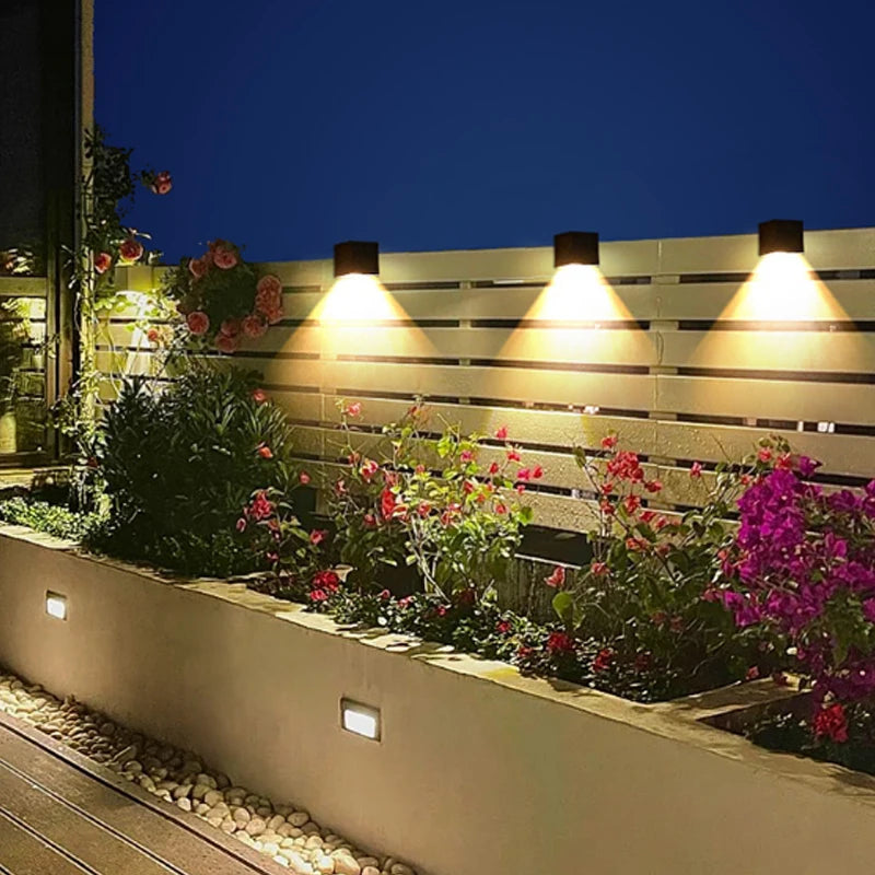 LED Solar Light, Solar-powered outdoor lamp with warm white LED lights, waterproof, and sensor-controlled illumination.