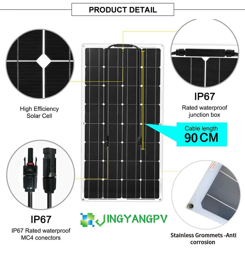 400W 300W 200W 100W Solar Panel, Waterproof solar panel with high efficiency and long-lasting design.
