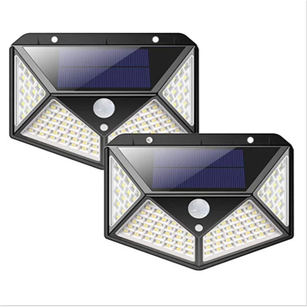 100 Led Solar Light, Elegant solar-powered light with motion sensor and wide-angle view, perfect for gardens or walls.