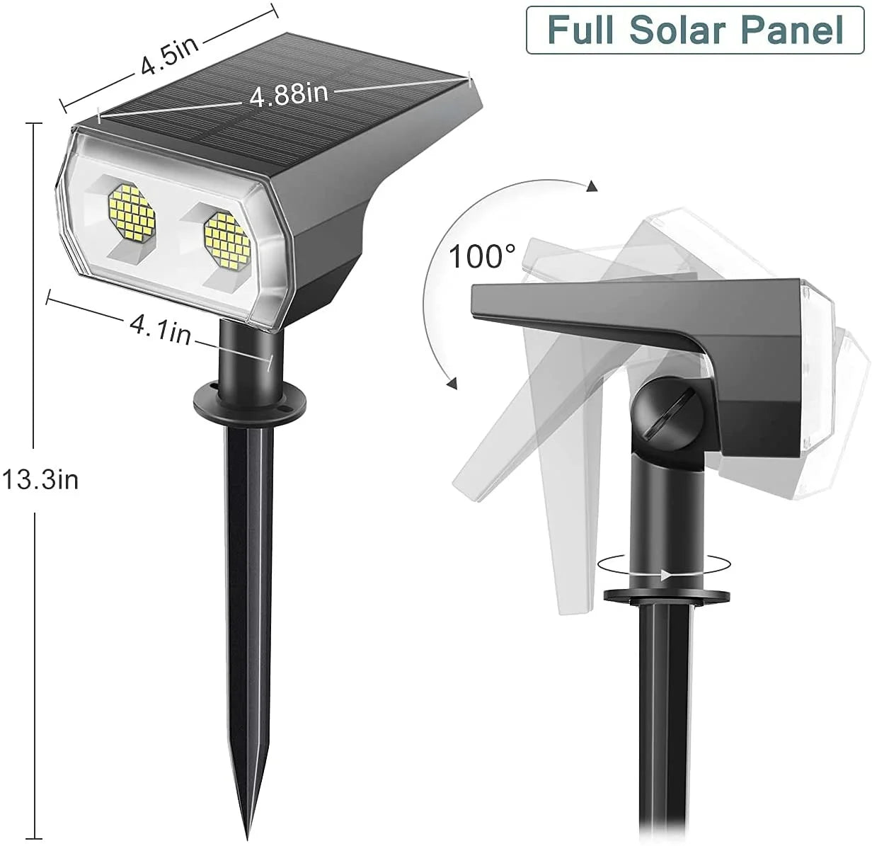 48 LEDs Solar Light, Long-lasting flashlight with 6-hour continuous light, charging during the day and automatically turning on at dusk/dark.