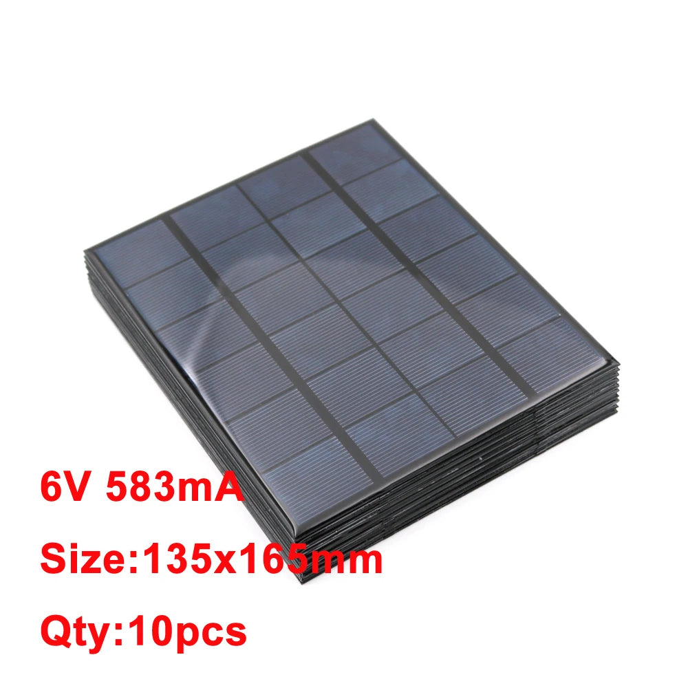 10PCS X DC Solar Panel, DC Solar Panels (10 pieces): 6V, 583mA, 135x16mm