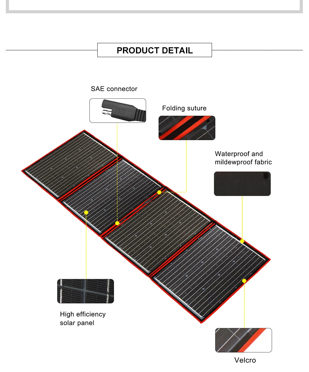 Dokio Flexible Foldable Solar Panel, Waterproof, mildew-proof folding solar panel for easy on-the-go charging.