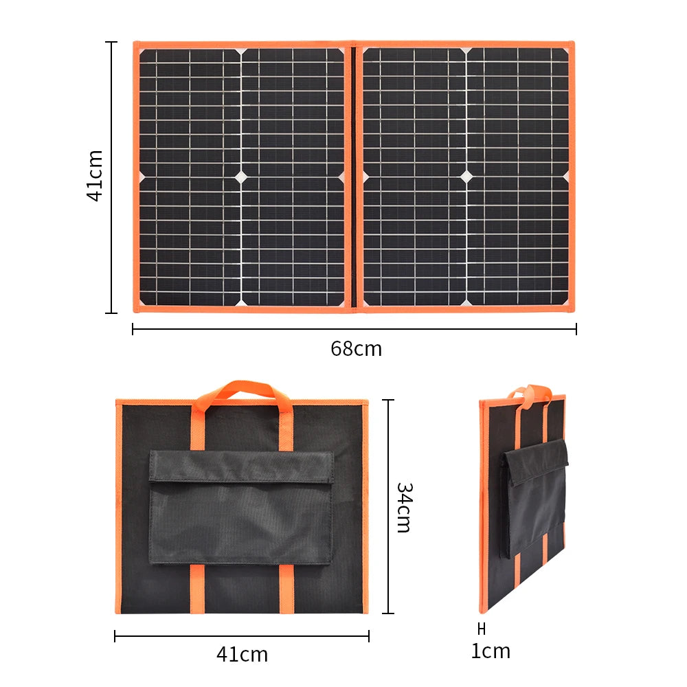 100W 80W 60W 40W Foldable Solar Panel, Portable solar panel kit with foldable design and multiple power options for charging 12V batteries.