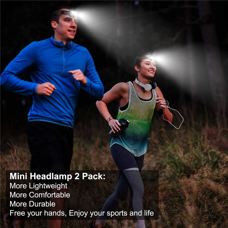 2 pack Powerful LED Headlight, Lightweight and durable LED headlight for hands-free use during camping, hiking, or daily adventures.