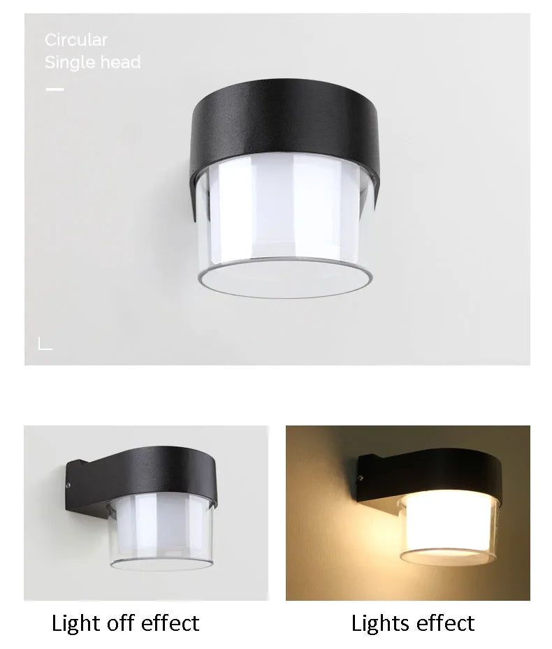 Led Wall Light, Single-head light with motion-sensing technology for energy efficiency and outdoor ambiance.