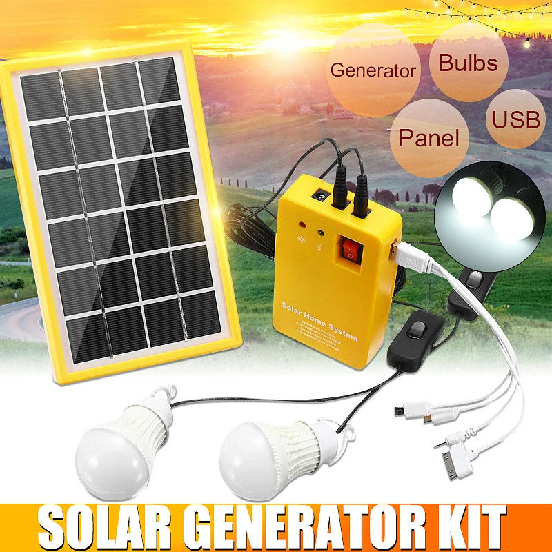 Solar Light Lithium Solar Power Panel, Compact solar power kit with USB charging and energy-efficient lighting for home use.