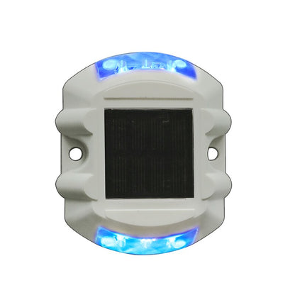 Steady Mode white color Plastic Green LED Solar Powered Road Stud  Reflective Ground Light Path Deck Dock Warning Light