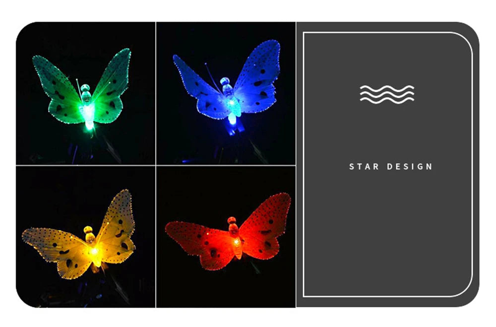 Garden Solar Lamp Butterfly String Light, Solar-powered garden lamp with 12 LED lights, waterproof, and modern style.