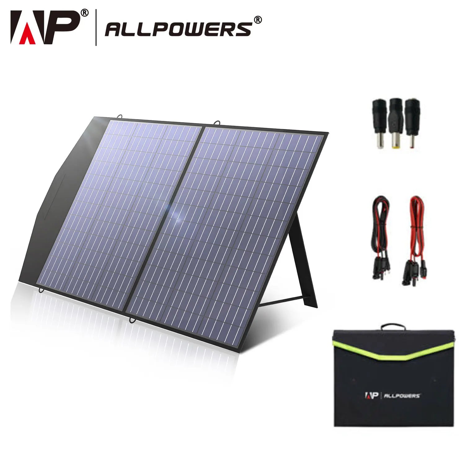 ALLPOWERS 18V Foldable Solar Panel, Folding solar charger for outdoor gear, motorhomes, and gardens with 20A max output.