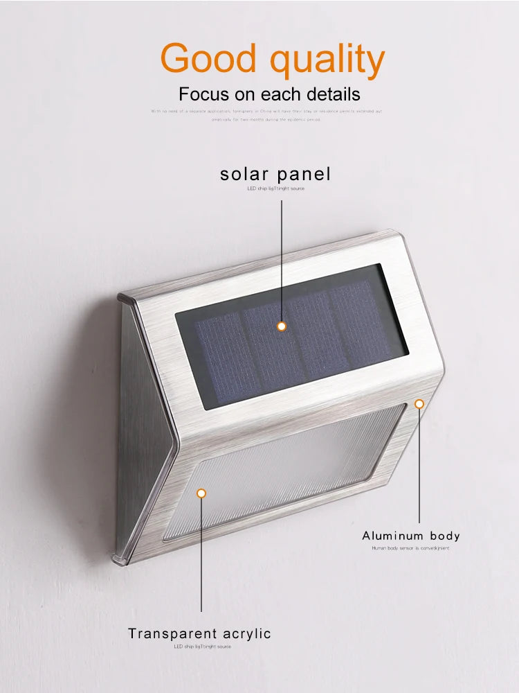 2pcs Solar Step Light, Solar-powered lights with durable design and weatherproof construction ideal for outdoor use.