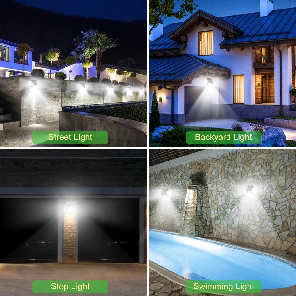 244 Led Outdoor Solar Light, Elegant exterior light for gardens, backyards, and pools with motion sensor technology.