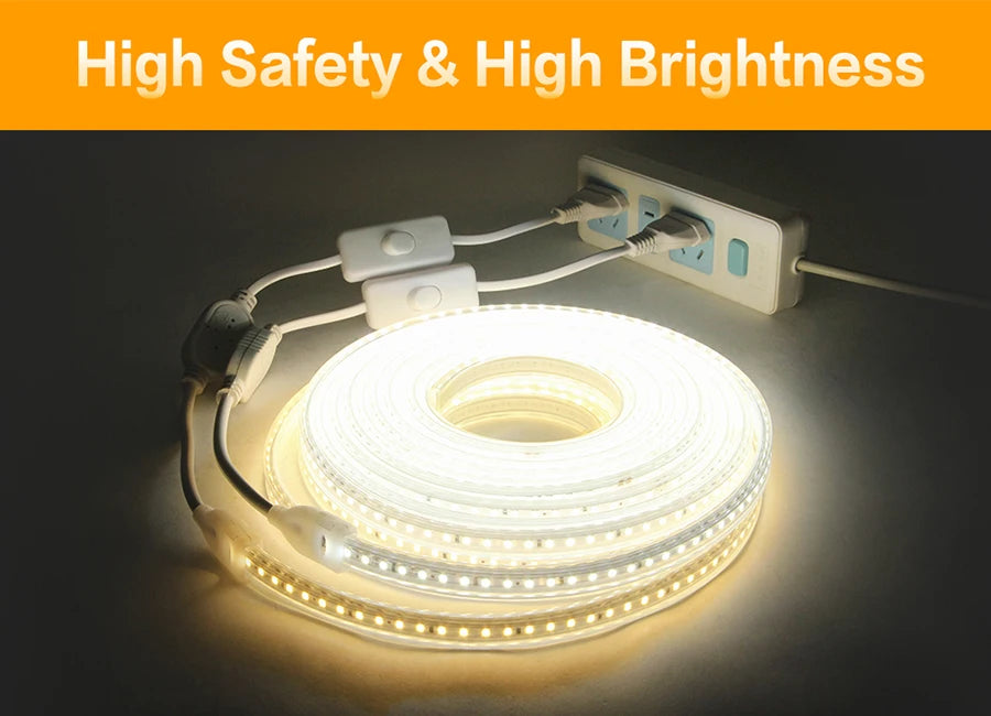 220V Waterproof LED Strip Light, Ultra-bright and safe for use