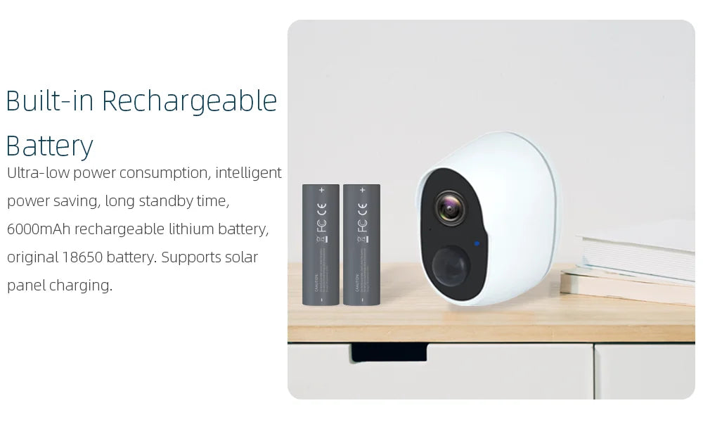 REHENTINT OG06T Solar Camera, Long-lasting rechargeable battery and smart power-saving tech for extended use.