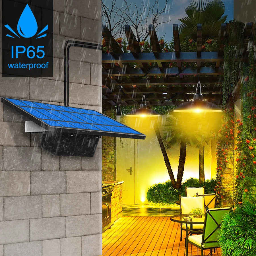 LED Solar Pendant Light, Durable shell made with UV-resistant, fireproof, and waterproof materials that won't age or change color.