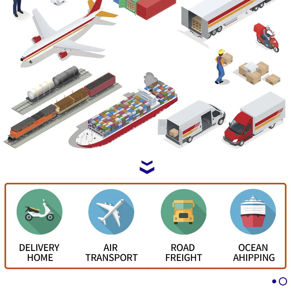 Reliable shipping options: air, road, ocean, or home delivery, with freight and shipping services included.