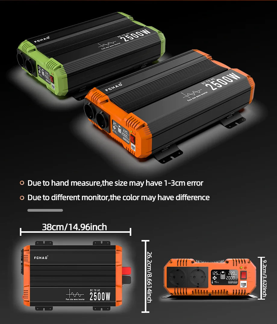 FCHAO 5000W Car Power Inverter, Hand-measured size may vary 3cm; colors may differ on different monitors.