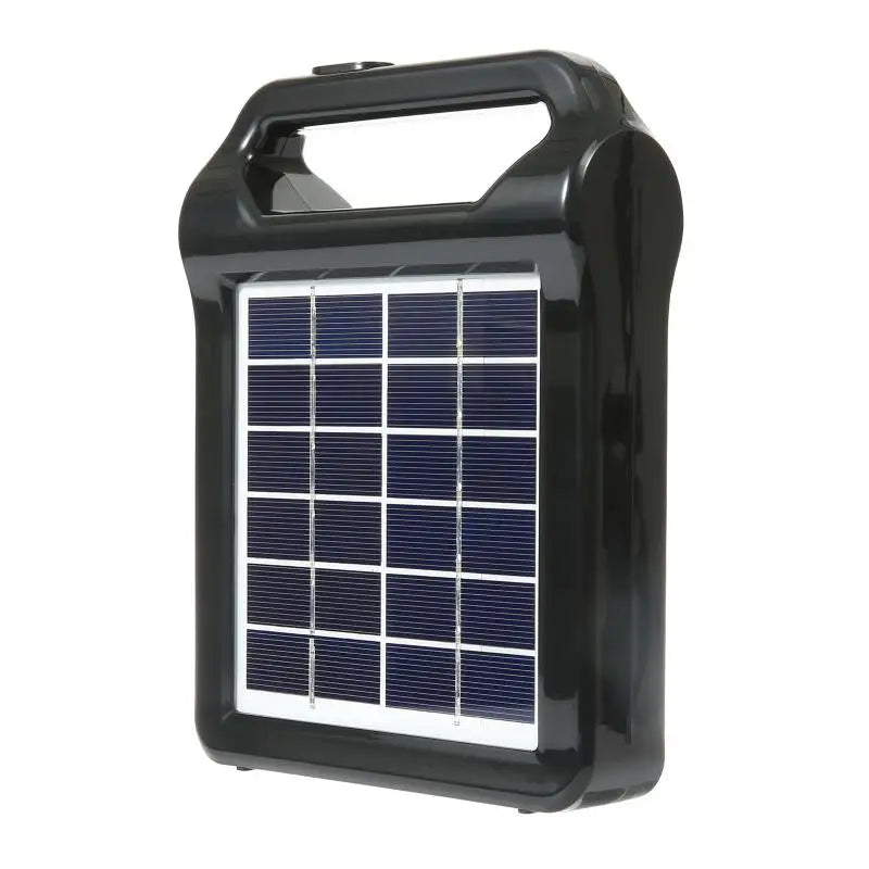 Portable 6V Rechargeable Solar Panel, Rechargeable solar power system with lamp, charger, and storage for off-grid energy needs at home.