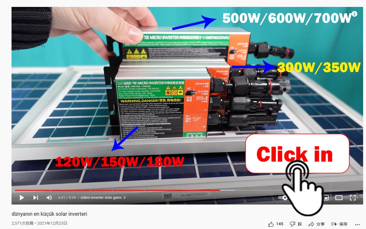 Micro inverter for grid-tied solar systems with DC input range and AC output range.