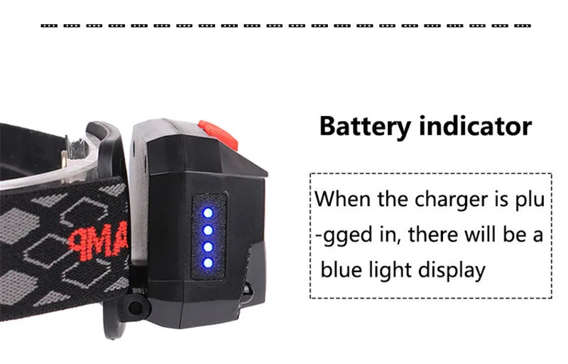 Blue light indicates charging status when plugged in.