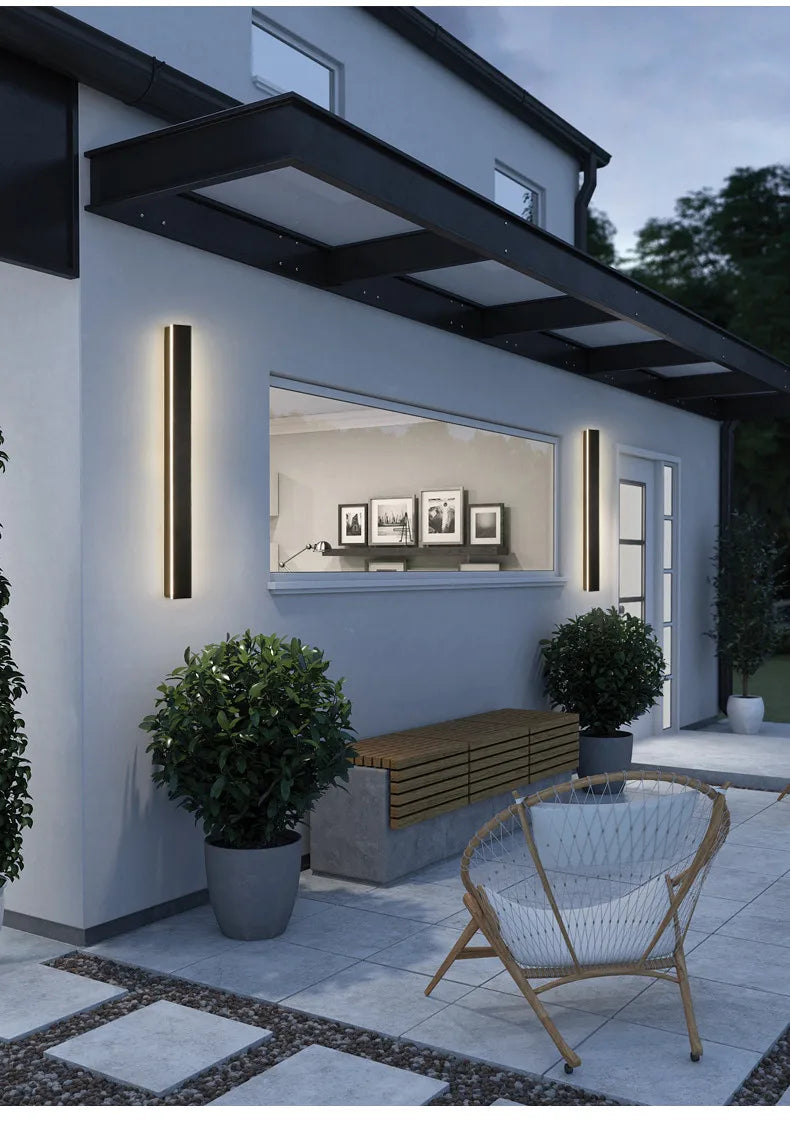 Waterproof LED long wall light, Waterproof LED Wall Light, IP65 Rated, Modern Style, Dimmable, Aluminum Finish, 3 Year Warranty