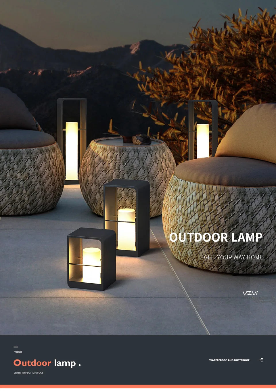 VZVI Garden Light, Elegant outdoor pathway light with water-resistant and dust-proof design for soft glow.