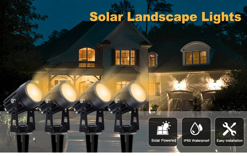 1 TO 4 RGB Outdoor Solar Landscape Light, Solar-powered, waterproof lights with IP65 rating for easy outdoor installation.