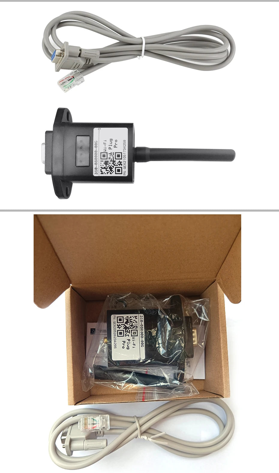 Wireless device for off-grid inverter monitoring with WiFi and RS232 connectivity.