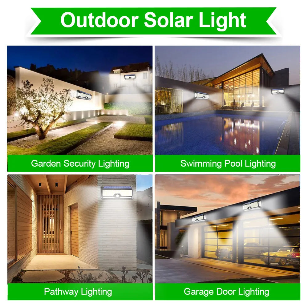 268 LED Reflector Solar Power Patio Light, Elegant outdoor lighting for gardens, pools, pathways, and garages with solar-powered motion sensors.