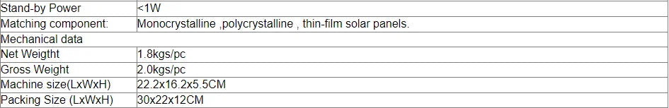 Pure Sine Wave 500W MPPT Solar Grid Tie Inverter, Standby power module with monocrystalline or polycrystalline compatibility, dimensions, and weight.