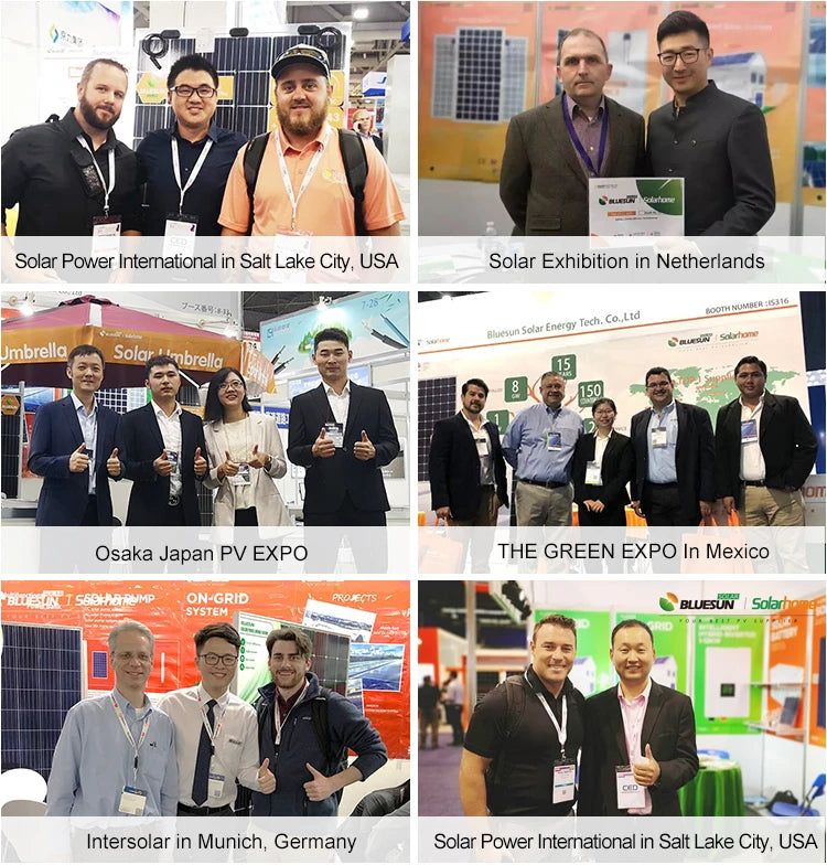 425W Solar Panel, Fennt Solar Power International showcases products at international exhibitions: Salt Lake, Netherlands, Osaka, Munich, and Mexico.