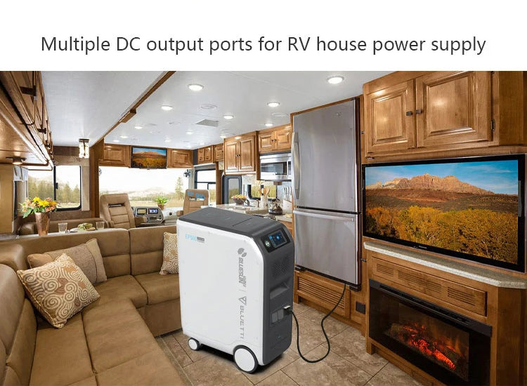 Bluesun 24V/48V 120Ah Solar Battery, Multiple DC output ports for versatile power supply in RVs or homes.