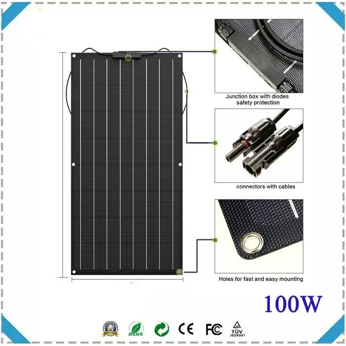 High quality 300W etfe Flexible Solar Panel, Solar panel with safe connections and easy mounting for quick install.