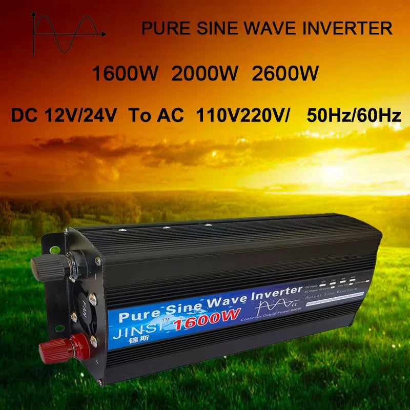 Pure Sine Wave Inverter converts DC solar power to household-grade AC power.