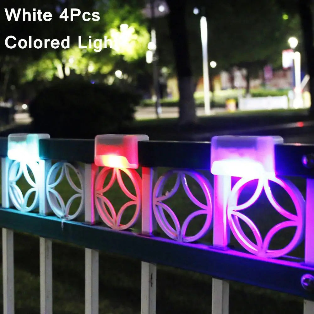 4pcs Path Stair LED Solar Light, Waterproof solar-powered LED lights for outdoor use, creating ambient and safe nighttime settings.